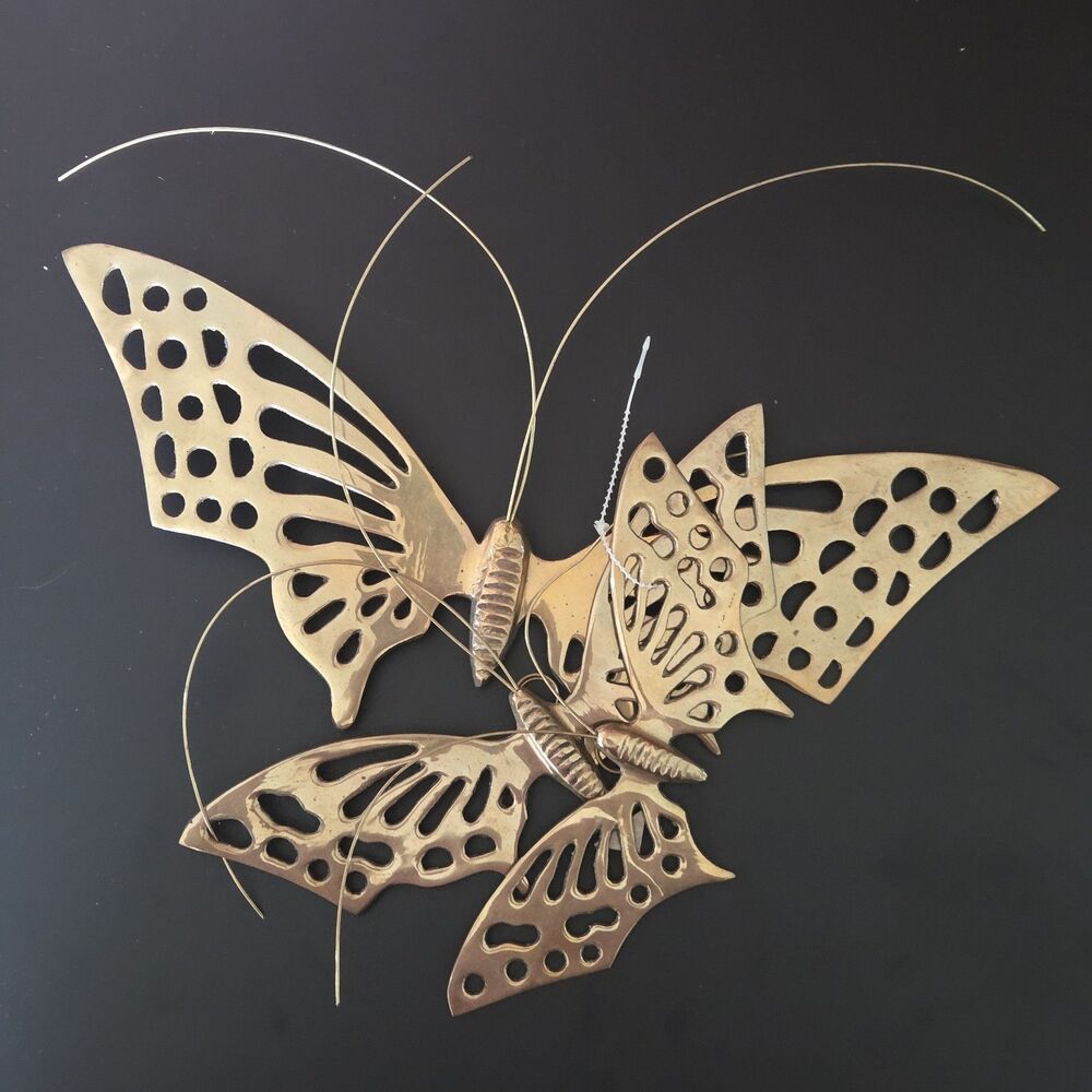 Vintage Solid Brass Butterfly Wall Hanging Decor